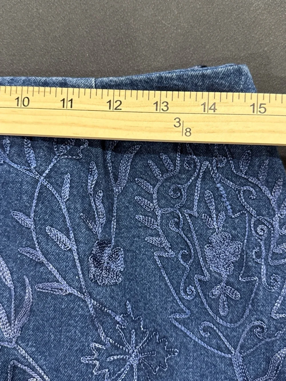 Luisa Spagnoli denim Mini Skirt embroidered quiet luxury preppy boho size 44
